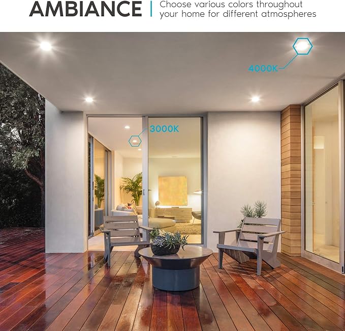 LUXRITE 4 Inch LED Recessed Can Lights, 10W=60W, CCT Color Selectable 2700K | 3000K | 3500K | 4000K | 5000K, Dimmable Retrofit Downlights, 750 Lumens, Energy Star, Wet Rated, Baffle Trim (6 Pack)