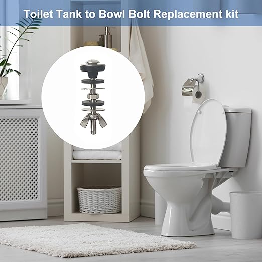 Universal Toilet Tank to Bowl Bolt Kit, Heavy Duty Toilet Tank Replacement Kit, Waterproof and Rustproof Stainless Steel Toilet Tank Bolts(4 PCS)