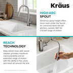 KRAUS Oletto Single Handle Pull Down Kitchen Faucet with QuickDock Top Mount Installation Assembly in Chrome, KPF-2620CH