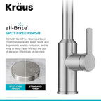 KRAUS Oletto Touchless Sensor Pull-Down Single Handle Kitchen Faucet in Spot-Free Stainless Steel, KSF-2830SFS