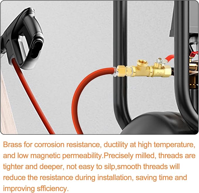 GASHER 4PCS Brass Tee Pipe Fittings, 1/2" NPT Female x 1/2" NPT Female x 1/2" NPT Male Pipe Fittings, Male Run Tee