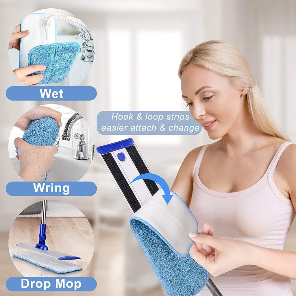 18" Professional Microfiber Mop Floor Cleaning mop, Flat Mop with Stainless Steel Handle,4 Reusable Washable Mop Pads and mop Pads Brush,Microfiber Mop for Hardwood (18" Microfiber Mop)