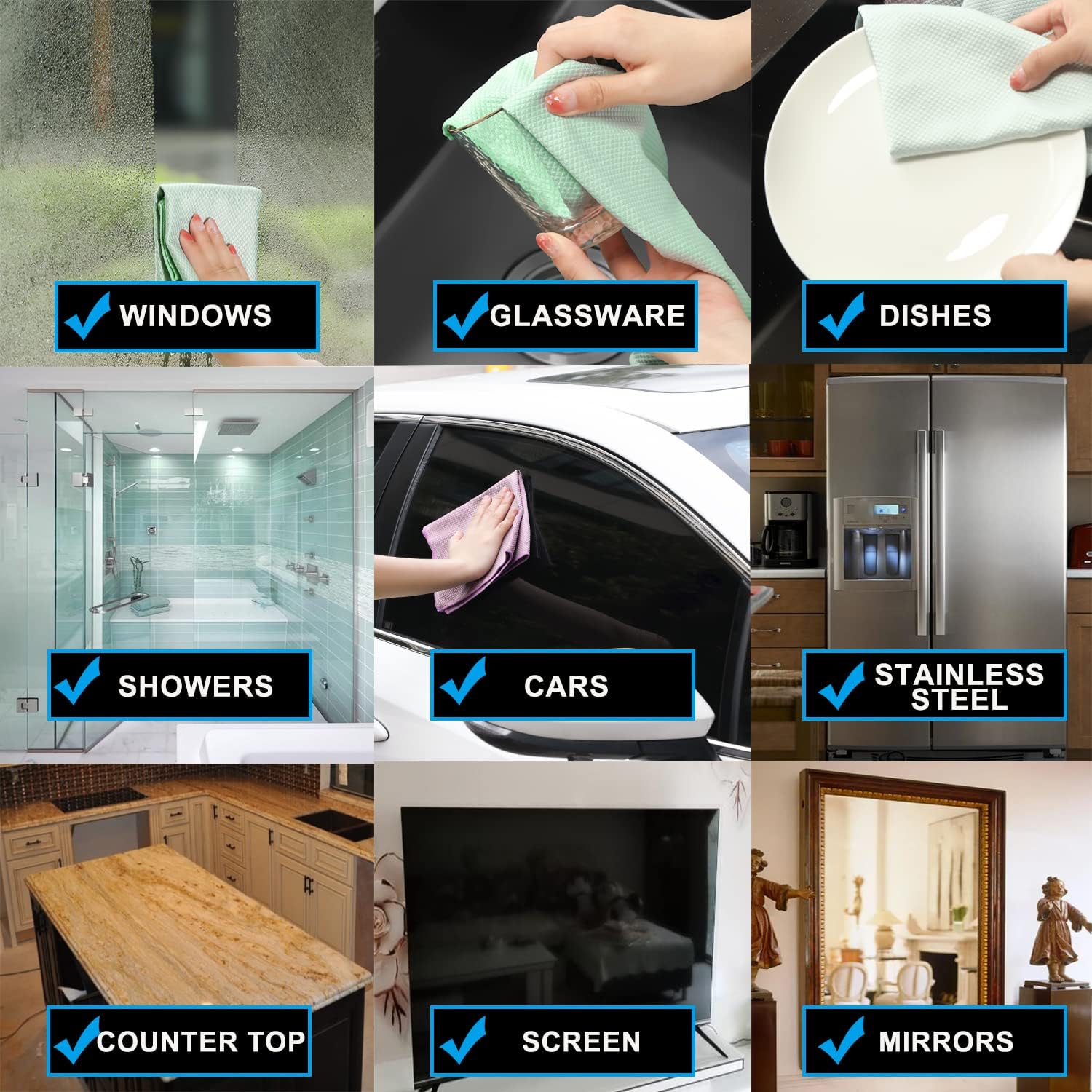 Easy Clean Fish Scale Nanoscale Cleaning Cloth,Streak Free Microfiber Glass Cleaning Cloths for Window Mirrors Windshields,Lint Free Microfiber Polishing Cleaning All-Purpose Towel Pack of 6(Purple)