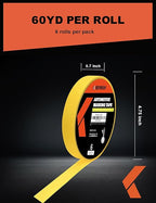 Painters Tape for Cars Vehicles Paint Tape Auto Body Yellow Masking Tape Heat Resistant Automotive Removable No Residue Painting Tape Bulk Set for Paint Booth, 0.7in-60 yards/6rolls