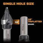 M35 HSS 5/8 Inch Step Drill Bit, Single Size Unibit with Double Spiral Flutes for Drilling Small Holes on Stainless Steel, Metal, Wood, Plastic