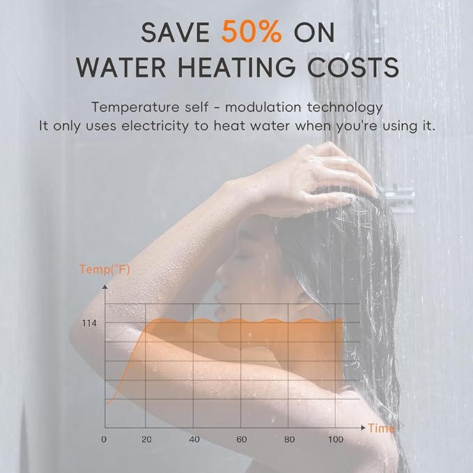 Tankless Water Heater Electric 13kW 240Volts WINTEMP Endless On Demand Hot Water Self Regulating LED Temperature Display Space-saving Suitable for Bathroom Showers ETL Certified