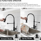 Black Kitchen Faucet with Pull Down Sprayer, AIMADI Commercial Single Handle Pull-Down Sprayer Kitchen Faucets,Matte Black