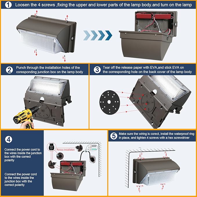LED Wall Pack Lights Outdoor Dusk to Dawn Photocell 800W Eqv Bright 18000LM LED Exterior Buildings Security Lighting 5000K 120W LED Flood Wall Light 100V-277V IP65 Waterproof for Yard 6 Pack