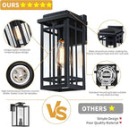 2 Packs 12'' Outdoor Wall Light Fixtures, Black Porch Lights Outdoor Lighting for House, Exterior Lighting Fixtures Wall Lanterns, Waterproof Modern Outside Sconce Lights for Garage Patio (No Sensor)
