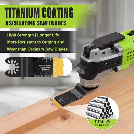 COMOWARE 10Pcs Titanium Oscillating Blades, Multi-Task Blades for Universal Saw, Fine Tooth Multitool, Suits Metal & Quick Release