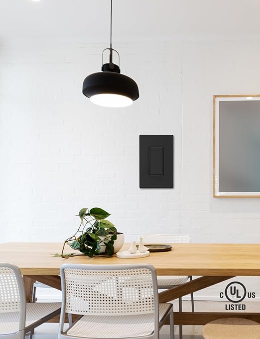 AIDA Single Pole Rocker Decorator Light Switch, 15 Amp Self-grounding Electrical Light Switches, Wall Plate Included, Residential Grade, UL Listed (20 Pack, Matte Black)