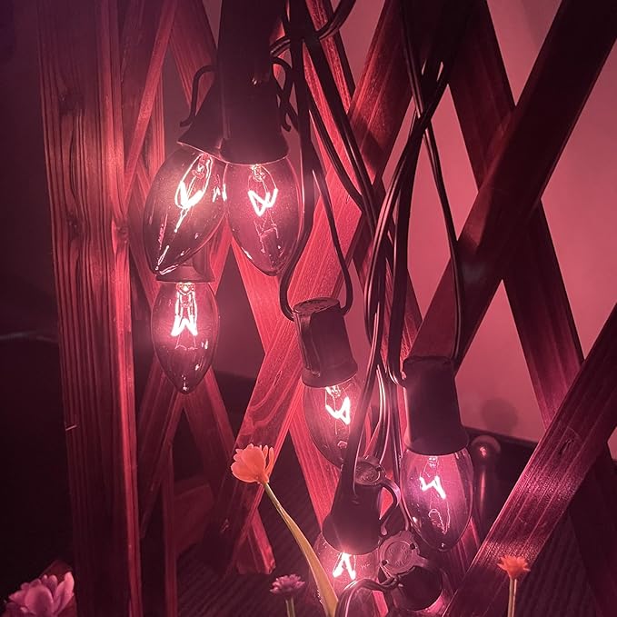 25 Pack Halloween Purple Replacement Bulbs,C9 Glass Incandescent Bulbs for Outdoor String Light, C9/E17 Candelabra Base 7 Watt Great for Night Lights and Holiday Decorations