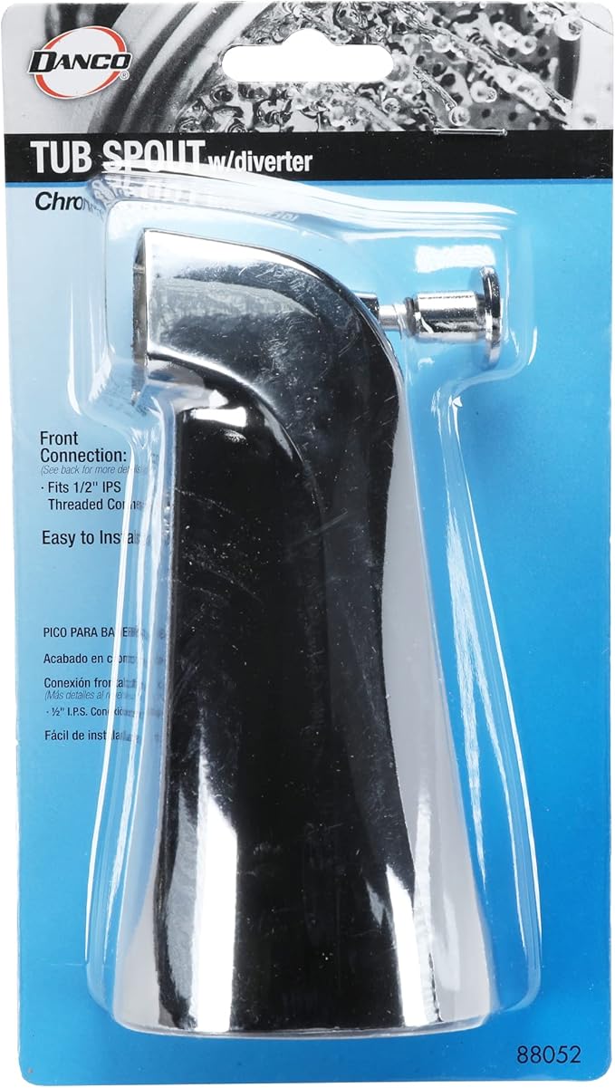 DANCO Bathroom Tub Spout with Front Pull Up Diverter, Chrome Finish, 1-Pack (88052)