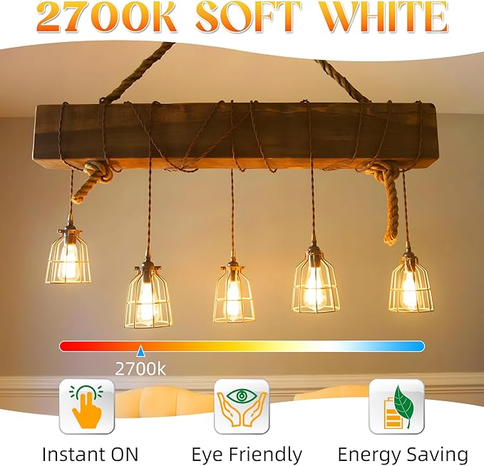 Edison Bulbs 60 watt Equivalent LED, E26 Bulb Non-Dimmable, Soft White 2700K, ST58 Vintage Light Bulbs, 90+ CRI, 6W 600LM, E26 Medium Base, Clear Glass, 18 Pack