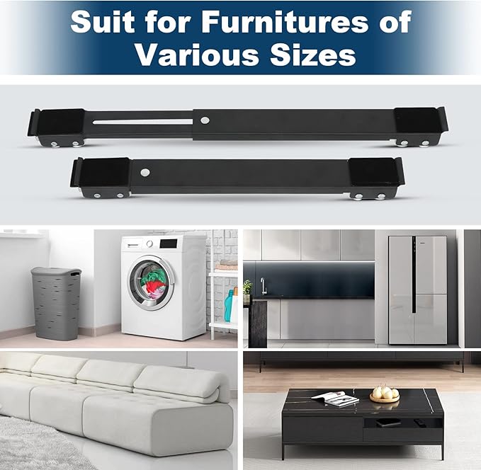 Heavy Duty Extendable Appliance Rollers Mobile Washing Machine Base,Furniture Dolly Mobile Roller,Fridge Stand Moving Cart Appliance Wheels for Washing Machines,Dryers, Refrigerators (White)