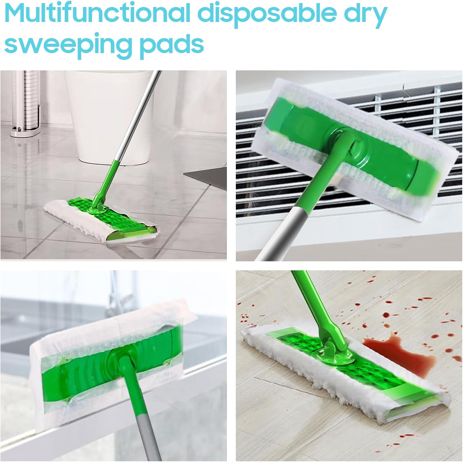 AIR U+ Upgraded Heavy Duty Pet Dry Sweeper Pads for Swiffer Dry Sweeping Cloths Refills, 60 Count