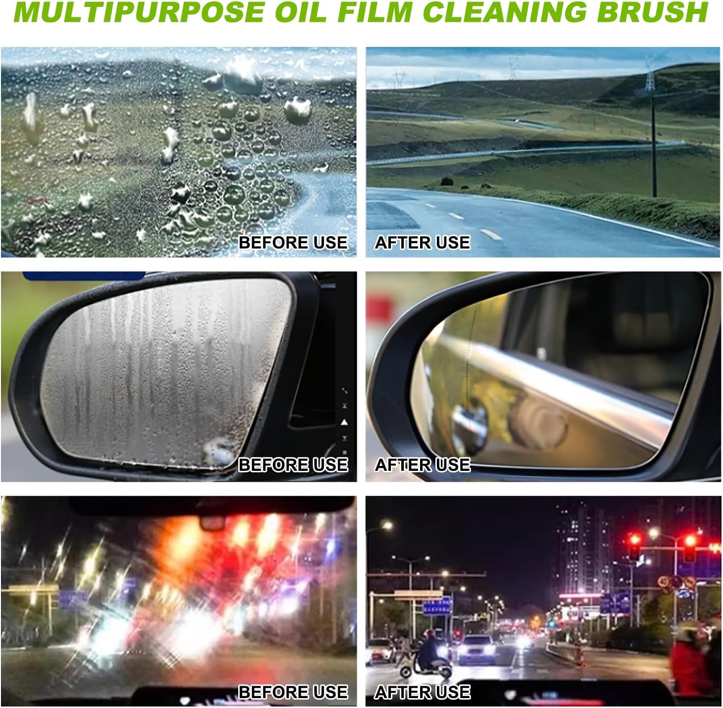 Oil-Free Car Glass Brushes, Upgrade 2.0 Clear Vision Glass Cleaner, Oil Film Cleaning Brush for Automotive Windows, Clearvision Cars Windshield Cleaner Tool, Universal Cleaning Wipe Board (1 SET)