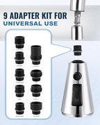 ALEASHA Pull Down Spray Head for Kitchen Faucet,3-Function Sink Spray Nozzle with 9 Adapters,Kitchen Faucet Head Replacement Compatible with American Standard Faucets,Chrome