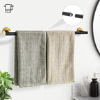 TURS Black and Gold Bathroom Hardware Set 5 Piece, SUS304 Stainless Steel Gold Black Towel Bar Set, 24 Inch Bathroom Accessories Kit Wall Mounted