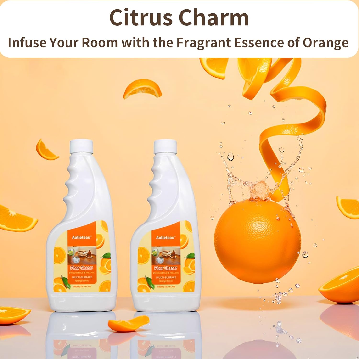 2 Pack Floor Cleaner Compatible with All Robot Vaccum and Mop, Wet Dry Vacuums, for Roborock, Tineco, Dreame, Shark, Bissell Mops, 16.9 FL.oz, Concentrate, Dilution Ratio 1:200, Orange Scent