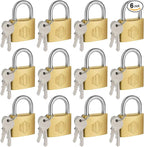 HOX Solid Brass Keyed Different Padlock with 1-9/16-Inch Wide Body, Brass Cylinder - for Hasp Latch, Sheds, Fences, Storage Locker, 12-Pack