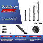 #10 x 3 Inch Deck Screws (675Pcs) 10lb. Carbon Steel, Black, Flat Head, Rust Resistant epoxy Coated, with T25 Star Bit