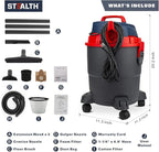 Stealth Wet/Dry Vacuum 5 Gallon, 5.5 Peak HP Shop Vacuum with Blower & Drain Port for Home Clean, Garage Clean, Car Detailing, Workshop, ECV05P2 Small Shop Vac