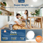 Amico 12 Pack 7 Inch 5CCT Ultra-Thin LED Recessed Can/Ceiling Light with Junction Box, 1300LM High Brightness, Dimmable Wafer Downlight, 15W, ETL&FCC