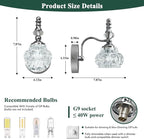 Modern Wall Sconces Set of Two Indoor Lamp Chrome Vintage Glass Light Bathroom Vanity Fixture Wall-Mounted Room Lighting