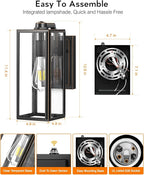 VIANIS Outdoor Wall Lights Dusk to Dawn, Large Exterior Light Fixture Wall Mount for House Front Porch Light, Black Anti-Rust Modern Outside Wall Sconces with Tempered Glass Shade for Garage