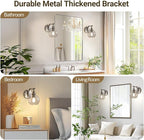 ANDY STAR Brushed Nickel Bathroom Light Fixtures, 1-Light Vanity Lights, Modern Bathroom Wall Sconces Lighting with Globe Clear Glass Shade Up or Down Wall Mounted for Kitchen, Living Room, Hallway