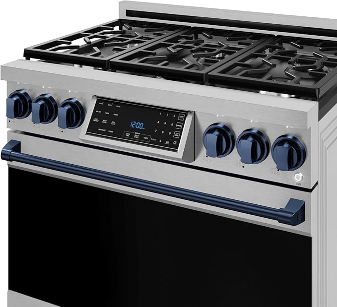 Gordon Ramsay by THOR Kitchen 36 Inch Professional Liquid Propane Range with Tilt Panel Touch Control in Stainless Steel/Navy Blue