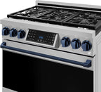 Gordon Ramsay by THOR Kitchen 36 Inch Professional Liquid Propane Range with Tilt Panel Touch Control in Stainless Steel/Navy Blue