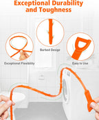 Drain Clog Remover, 25-Inch Drain Hair Removal Tool, Drain Hair Remover Plumbing Snake, Drain Cleaner Hair Clog Remover, Shower Drain Hair Catcher, Easy & Quik to Use on Most Drains - 6 Pack