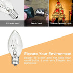 25 Pack C7 Clear Replacement Bulbs, 120V 5W Incandescent, C7 Christmas Lights, E12 Candelabra Base, Halloween Bulbs Warm White for Patio Outdoor String Lights Decor, Night Light