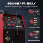 ARCCAPTAIN 6-in-1 Aluminum MIG Welder, 200A Welding Machine 110V/220V, Flux Core MIG/Gas MIG/Lift TIG/Stick Welding/Spool Gun MIG/Spot Multiprocess Welder with Synergy, Ideal for Beginner