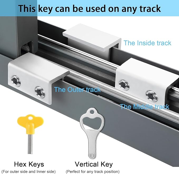 Window Locks,(2 Sets) Sliding Window Locks with Key,Window Locks Security for Up and Down Windows,Adjustable Aluminum Window Stopper,Easv to Install Vertical Window AC Unit Security Lock (Silver)