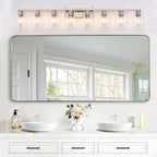 8 Light Bathroom Vanity Light, Large Brushed Nickel Vanity Lights Fixtures, Bathroom Lighting Fixture Over Mirror with Clear Glass Shade for Mirror, Bedroom, Living Room, Wall Lamp