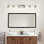 Bathroom Vanity Light, 6-Light Nickel Modern Matte Wall Sconce Lighting with Clear Glass Shade, Wall Lights,Bath Vintage Wall Mounted Lamps for Mirror Bedroom Living Room