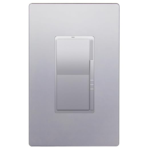 LIDER Dimmer Paddle Switch for Dimmable 300W LED/CFL Lights, 1-Pole or 3-Way, 120 V, Modern Upgrade, UL Listed, Screwless Wall Plate Included, Silver