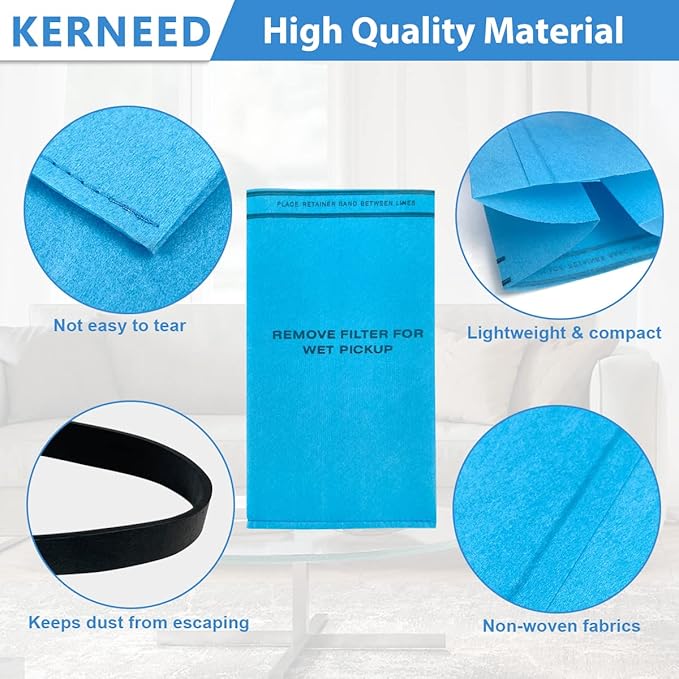 8 Pack Wet Dry Filter Bags Compatible with Work-shop WS01025F2, Craftsman 9-38737, MultiFit VF2000, Select 2-1/2 to 5-Gallon Shop Vac Vacuum Stinger Craftsman Husky (with 3 Retaining Bands)