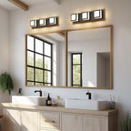 3-Light Bathroom Lighting Fixtures Over Mirror (5CCT, Dimmable), Black Led Modern Vanity Light for Bathroom (3000K/3500K/4000K/5000K/6000K)