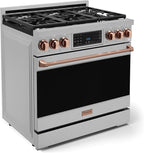 Gordon Ramsay by THOR Kitchen 36 Inch Professional Liquid Propane Range with Tilt Panel Touch Control in Stainless Steel/Rose Gold