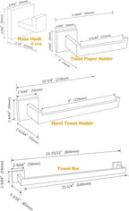 TRUSTMI Bathroom Hardware Accessories Set 5-Piece Square Towel Bar Assembly Stainless Steel Wall Mounted, White
