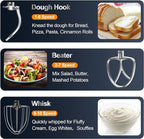 Stand Mixer, 6.5QT 10-Speed Tilt-Head Electric Stand Mixer, 3-In-1 Kitchen Mixer with Bowl, Dough Hook, Whisk and Beater, Food Mixer for Baking, Cake and Most Home Cooks, Purple