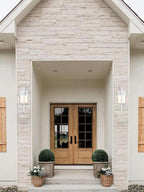 LamQee Outdoor Wall Lights Modern Exterior Lighting Fixtures, 3000K Integrated LED Outdoor Wall Sconce Lighting 2 Packs, Matte White Outside Wall Mount Lights for House Front Door Porch Garage Patio