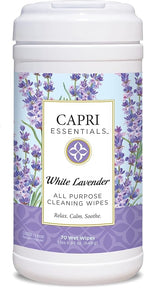 Capri Essentials All Purpose Cleaning Wipes, Natural Household Cleaning Supplies, Bathroom and Kitchen Cleaner with Essential Oils, Chamomile, Thyme & Juniper, Sweet Basil Scent, 70 Wet Wipes