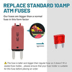 NuIth Manual Reset 10A Mini Fuse Circuit Breakers, E73 Low Profile ATM Circuit Breaker Blade Fuse DC 28V Resettable Standard Blade Fuses for Car Truck RV Marine (2PCS-10A)