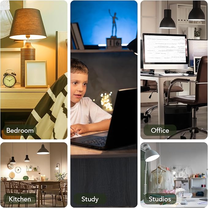 BUBO A19 LED Light Bulbs, 40 Watt Equivalent LED Bulbs, Warm White 3000K, 550 Lumens, E26 Standard Base, Non-Dimmable, 5W Warm White LED Bulbs for Bedroom Living Room Home Office, 6 Pack