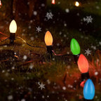 25 Pack Multicolor Christmas Light Bulbs,C9 Glass Incandescent Christmas Replacement Bulbs for String Light,C9/E17 Candelabra Base 7 Watt Great for Outdoor Indoor and Christmas Decorations